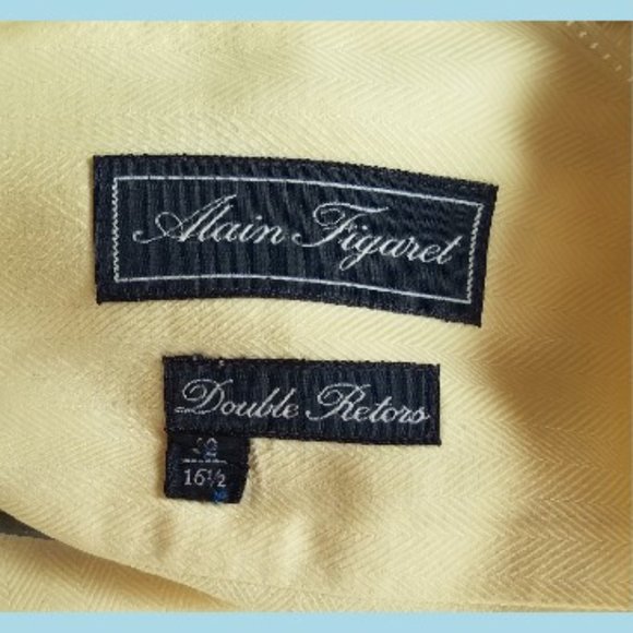 ALAIN FIGARET Paris Yellow Mens Dress Shirt 16.5 - Picture 3 of 3